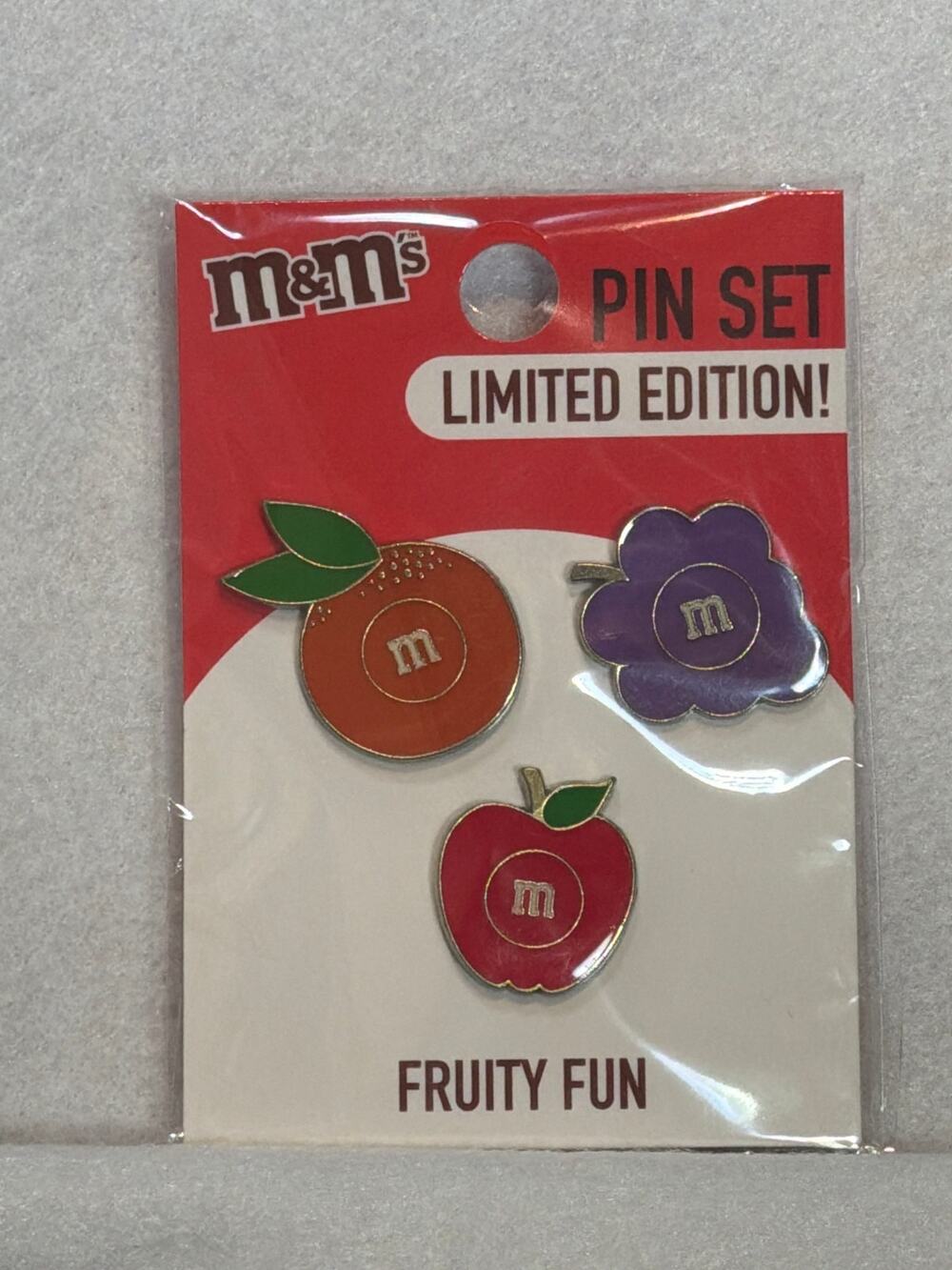 Official Limited Edition M&M’s Fruit Pin Set Brand New
